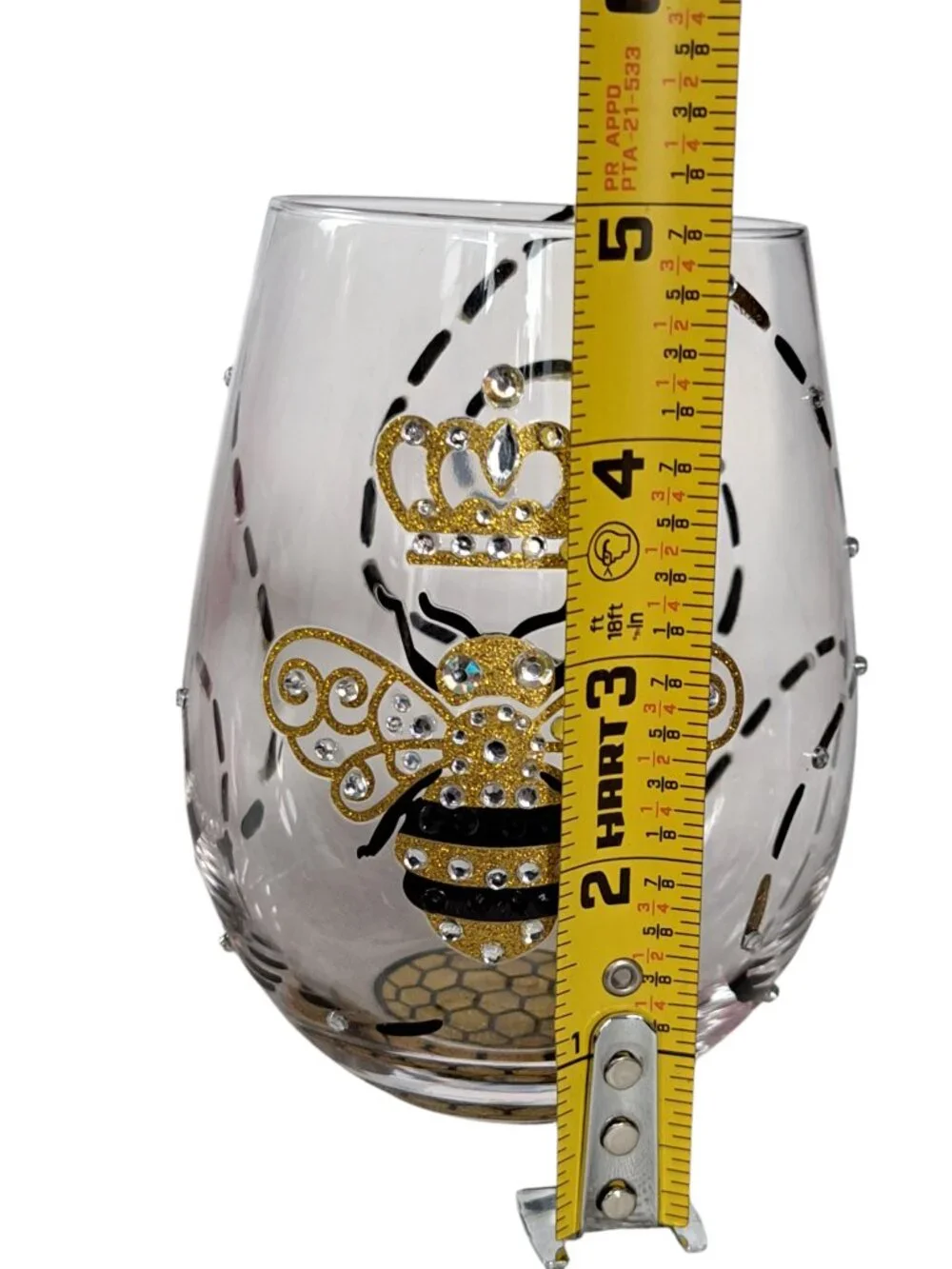 Lolita Queen Bee Stemless Hand Painted & Jeweled 19oz Wine Glass. RARE!